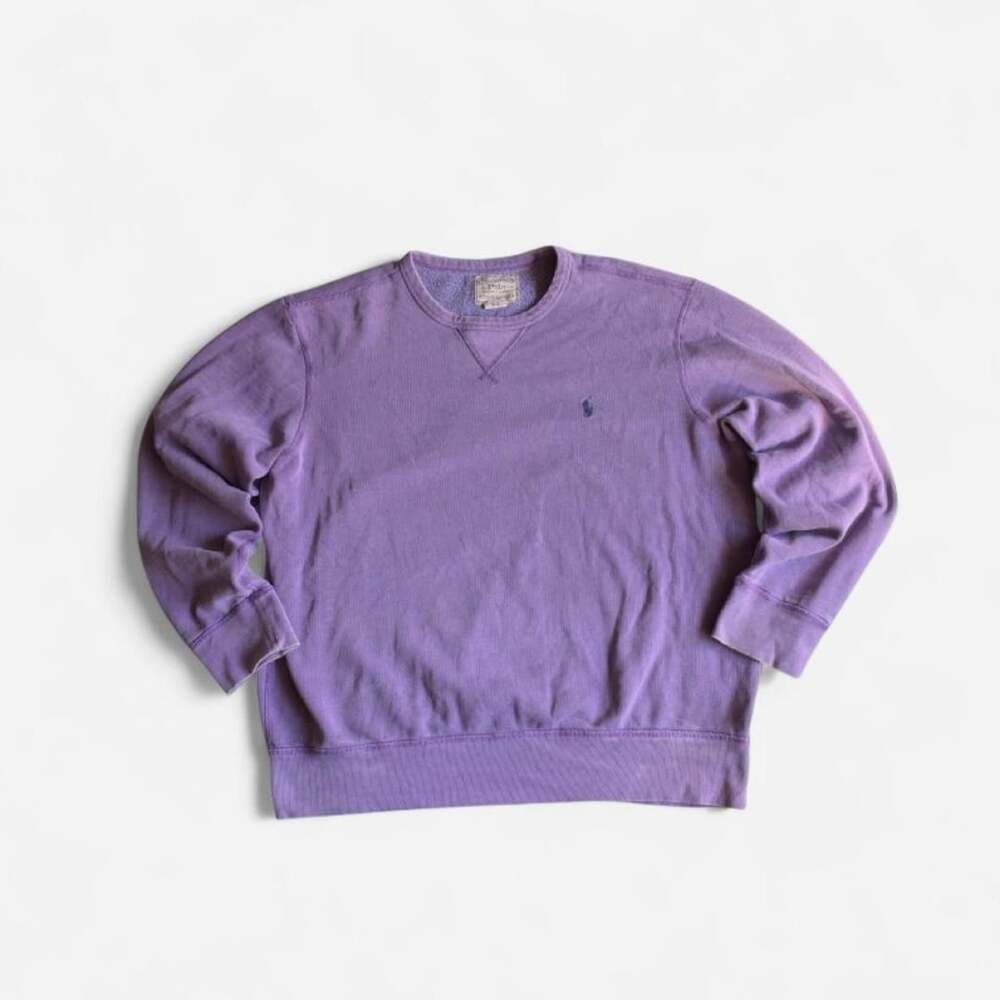 Polo Ralph Lauren Crewneck Sweater Mens Large Purple Lavender Faded Pullover